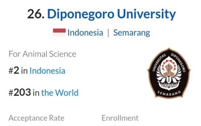 Universitas Diponegoro Torehkan Prestasi Sebagai Rangking 2 Bidang Animal Science  Se-Indonesia Berdasarkan Edu Rank