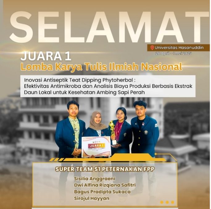 WOW Amazing!!! Awal Tahun 2025, Mahasiswa S1 Peternakan Undip Kembali Raih Juara 1 LKTI di Makassar